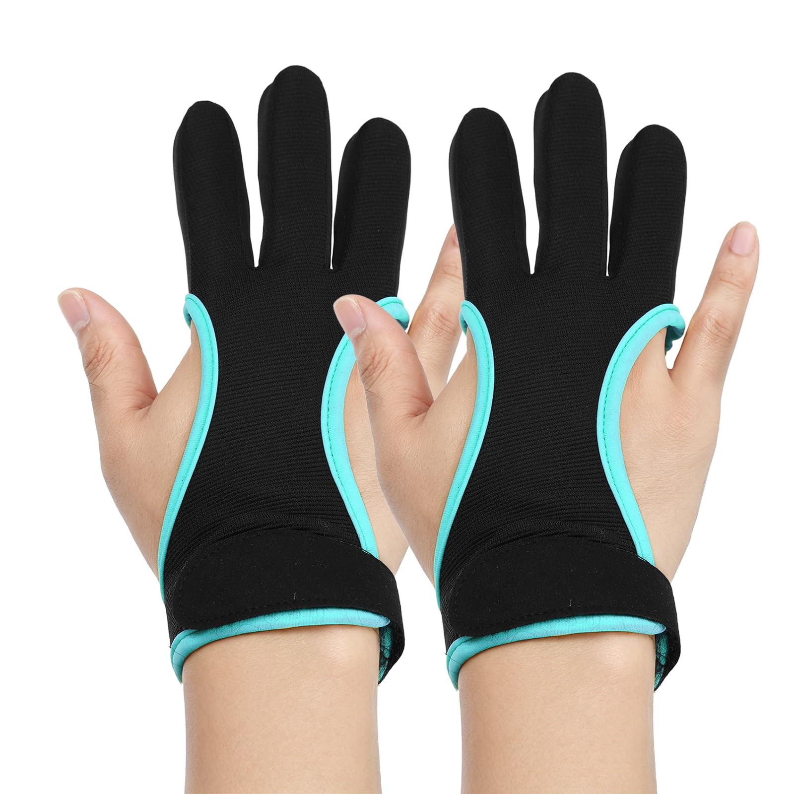 YELARXI Archery Gloves, Durable Shooting Hunting Leather 3-Finger Protector 2 Pack & S & Black Green-Fitting for (Adults Woman/Beginner/Recurve/Arrow Bow Protective Gear Accessories)