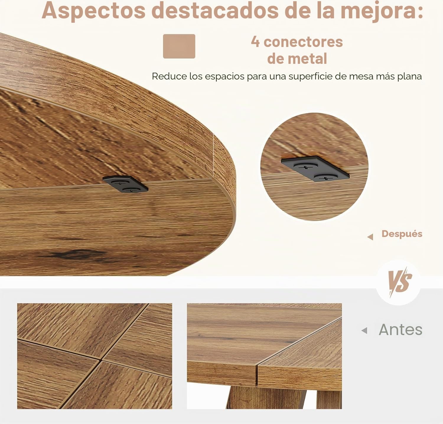 Lailang 120cm Mesa de Comedor, Mesa Redonda, Mesa de Cocina, Mesas Rusticas Comedor, Mesa para 4 Personas, 120 x 120 x 75 cm, Burlywood