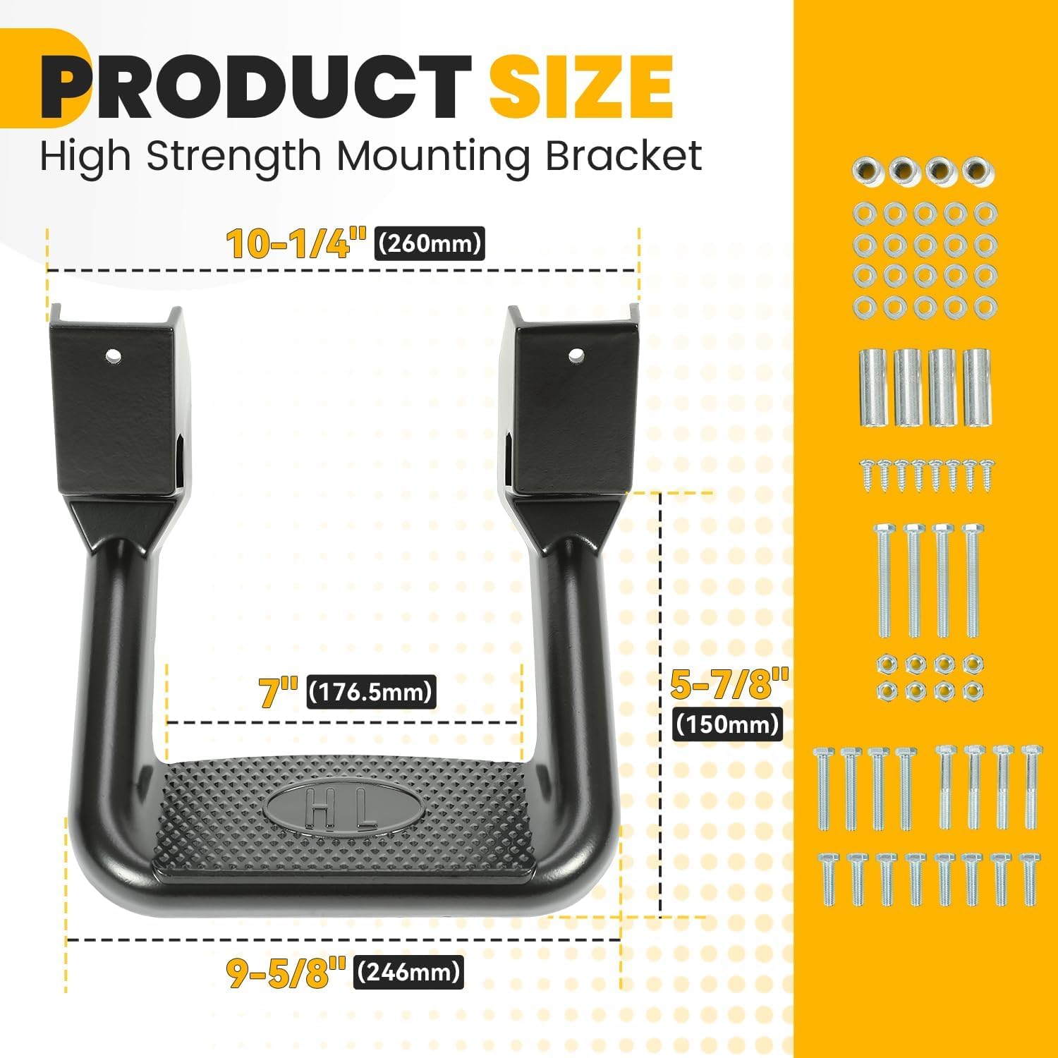 ECOTRIC Side Steps-300LB Load, Electrophoresis Black Aluminum Step Rails for Trucks, Compatible with Chevy, Ford, Toyota, GMC, Dodge, Jeep & More
