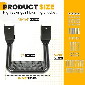ECOTRIC Side Steps-300LB Load, Electrophoresis Black Aluminum Step Rails for Trucks, Compatible with Chevy, Ford, Toyota, GMC, Dodge, Jeep & More