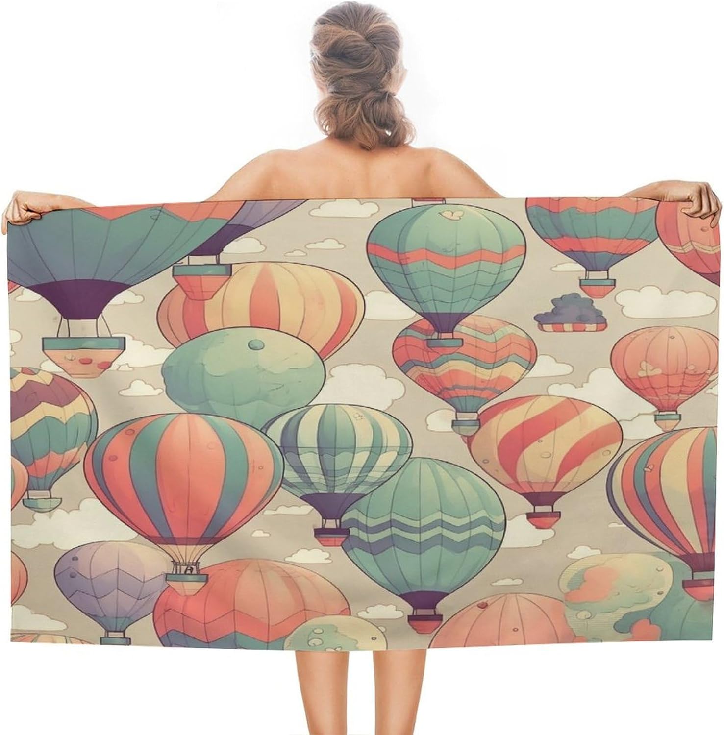 Swimming Towel, Colorful Hot Air Balloon Printed Fashion Towel,Portable Towel,Durable Towel