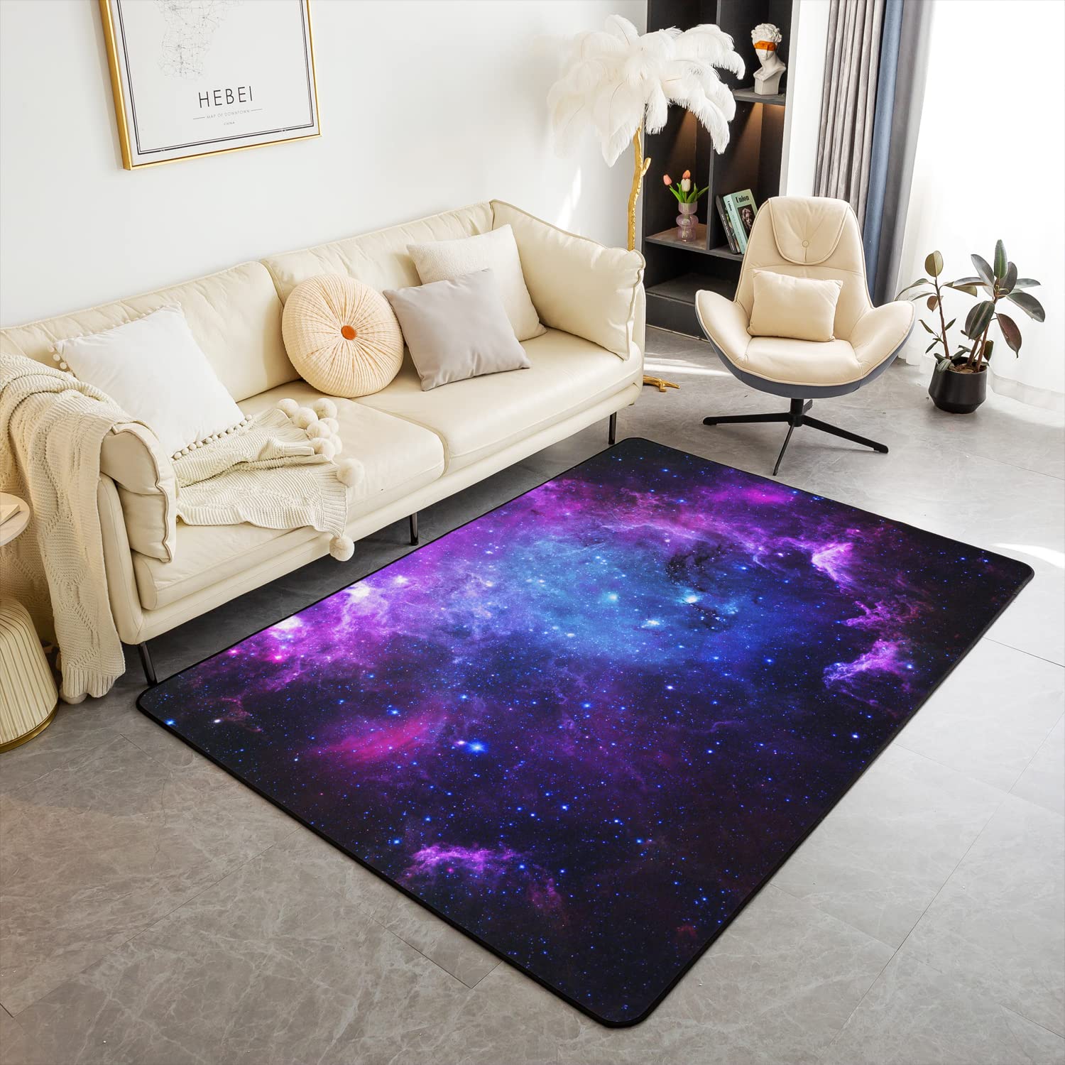 Tapis ciel étoilé galaxie : cadeau idéal pour chambre fille et garçon