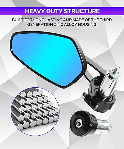 Miniatura 3 de Espejos de motocicleta, espejos de doble toma, espejos de extremo de barra de motocicleta, accesorios de automóvil, espejos de motocicleta para