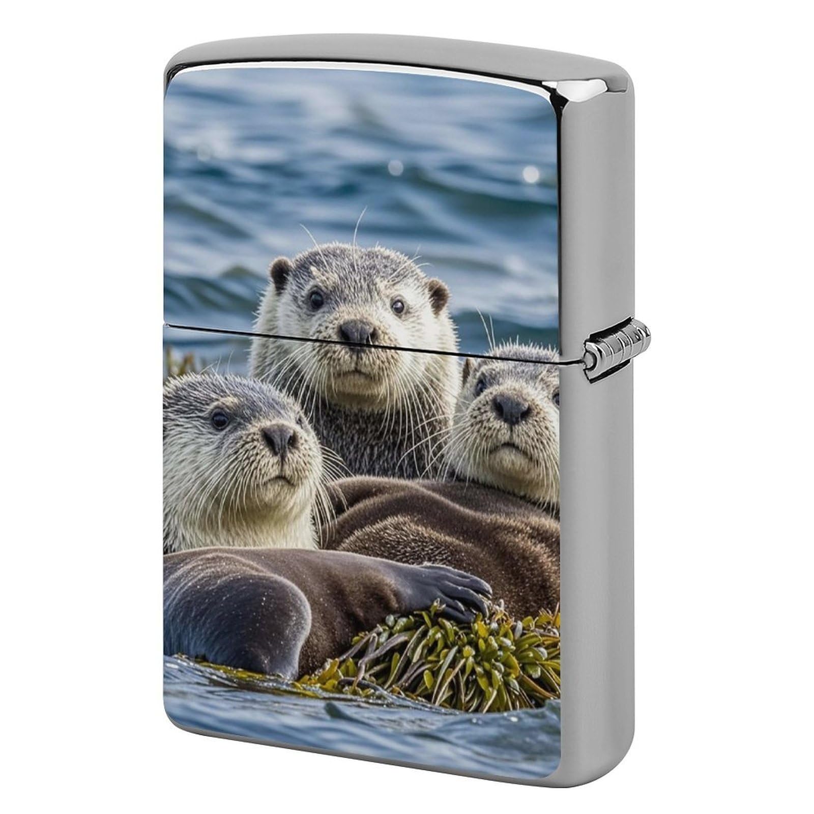 Sea Otter Family Lighter Case for Men, Personalized Lighter Cover for Valentine's Day Gifts, Flip-Top Lighters Shell for Outdoor, Portable Lighters Protective Sleeve