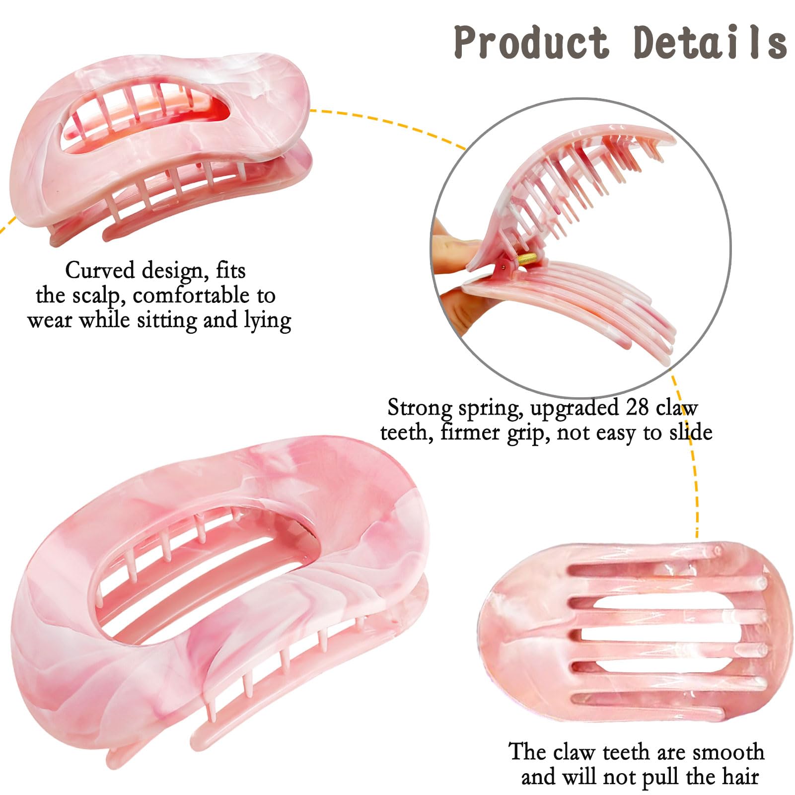 BAISEN 6 pcs Flat Hair Clips for women, Flat Claw Clips - Image 4