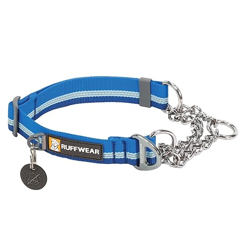 Ruffwear, Chain Reaction Dog Collar, Adjustable Reflective Martingale Escape-Proof Collar with Stainless Steel Chain, Professional Training Control, Blue Pool, 14"-20" - 14"-20" - Blue Pool