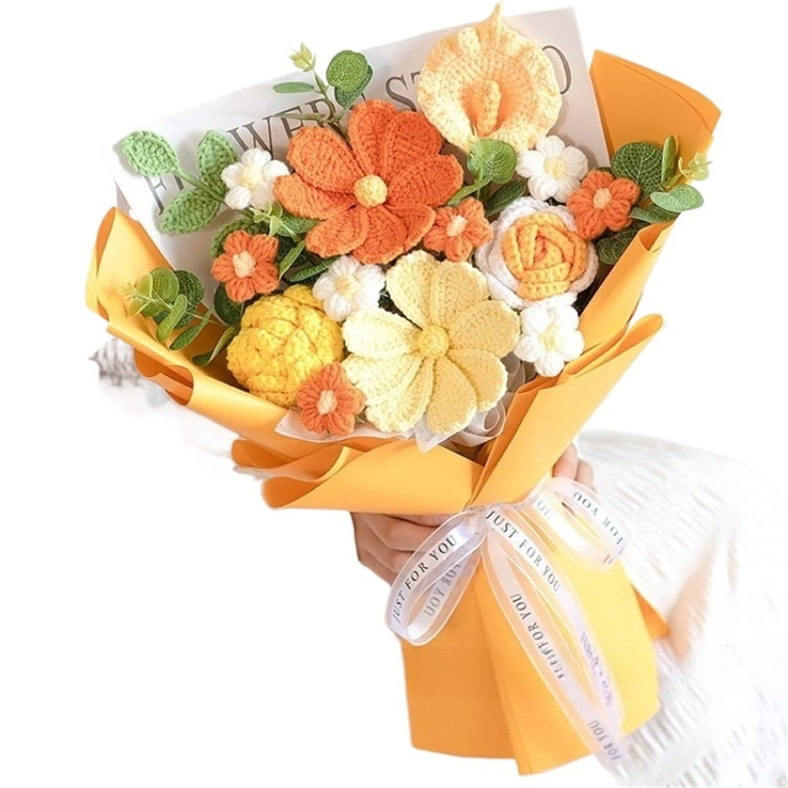 ENWWCH Hand-crocheted Wool Flower, Large Bouquet Of Simulated Flowers, Birthday Gift For Home(Color5)