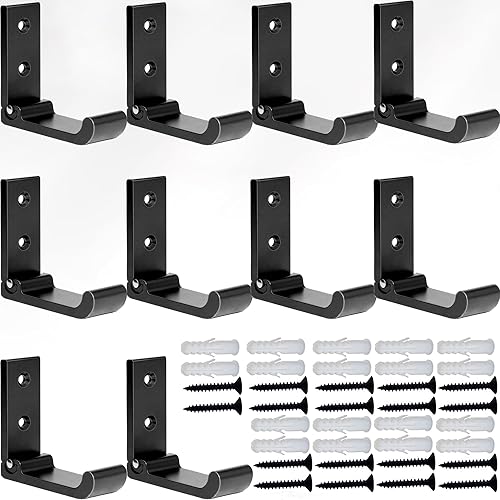 Miniatura 9 de MsBong Ganchos plegables para abrigos, 6 ganchos de pared color negro mate para colgar ganchos de abrigos, no se oxidan, ganchos de aleación de