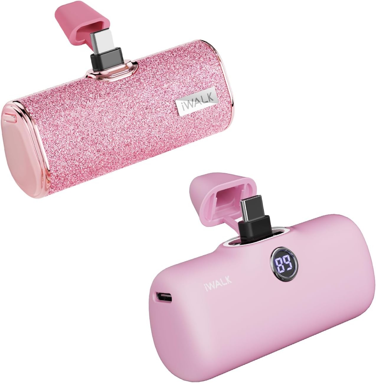 iWALK Paquete de 2 cargadores portátiles pequeños, uno con pantalla digital y otro con carcasa brillante