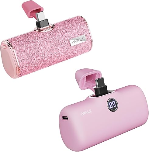 iWALK Paquete de 2 cargadores portátiles pequeños, uno con pantalla digital y otro con carcasa brillante