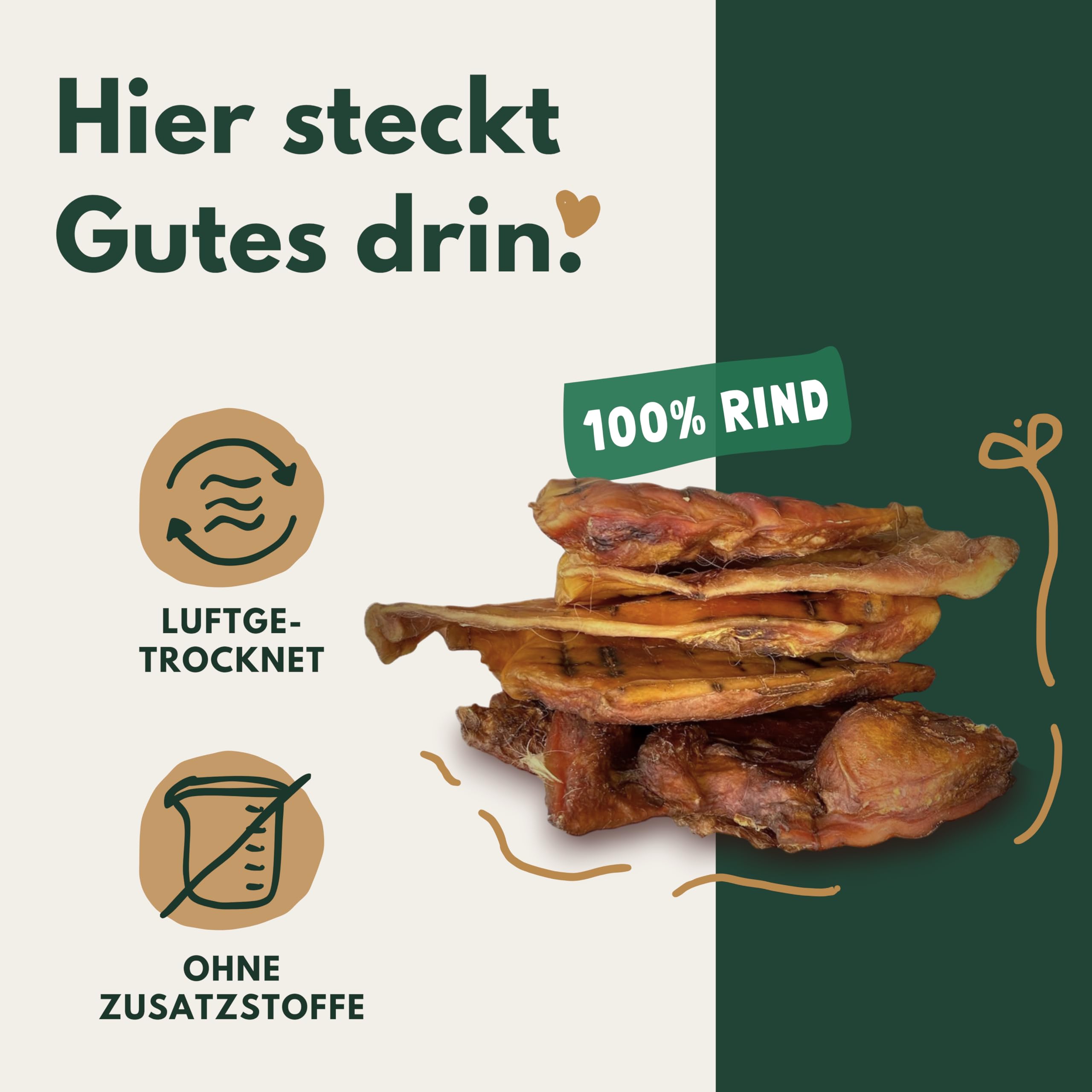 BREERs Rinderkopfhautplatten 2kg für Hunde getrocknet Rinderkopfhaut getreidefrei aus eigener Deutscher Herstellung, Kauartikel Hundekauartikel Hundeleckerli