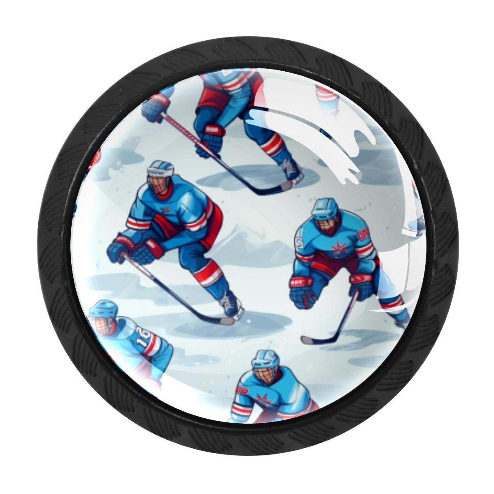 Chenzzzz Multicolored 02 Ice Hockey Drawer Knobs 4 Pack Crystal Dresser Knobs 35Mm Glass Cabinet Knobs For Home Office Bathroom