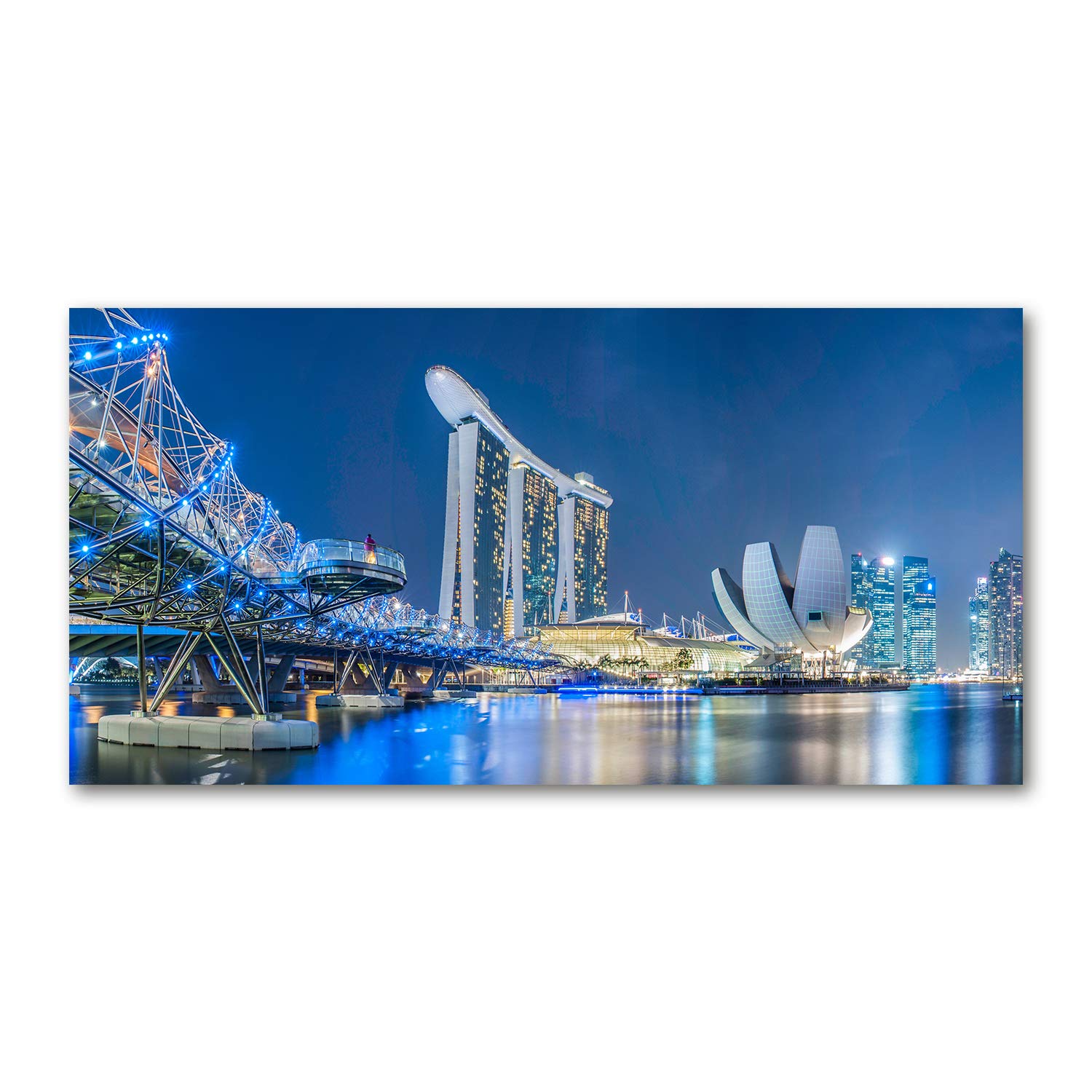 Image acrylique glass Singapour de nuit 120x60cm au rendu brillant haut de gamme