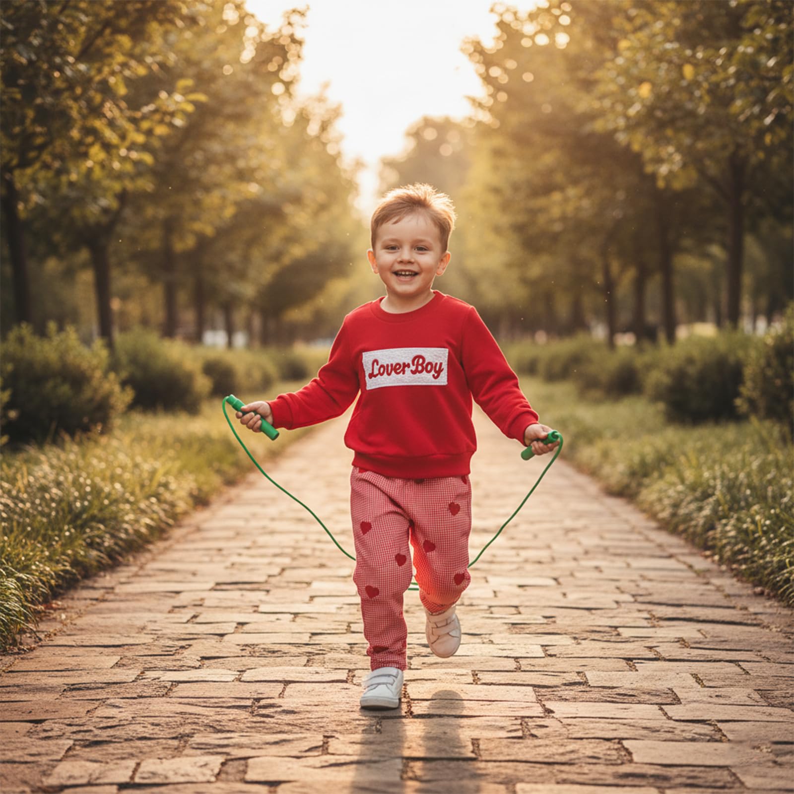 GXNRHG Completo per San Valentino per Neonato, Comoda Felpa a Maniche Lunghe con Lettera e Pantaloni Scozzesi, Vestiti Primaverili