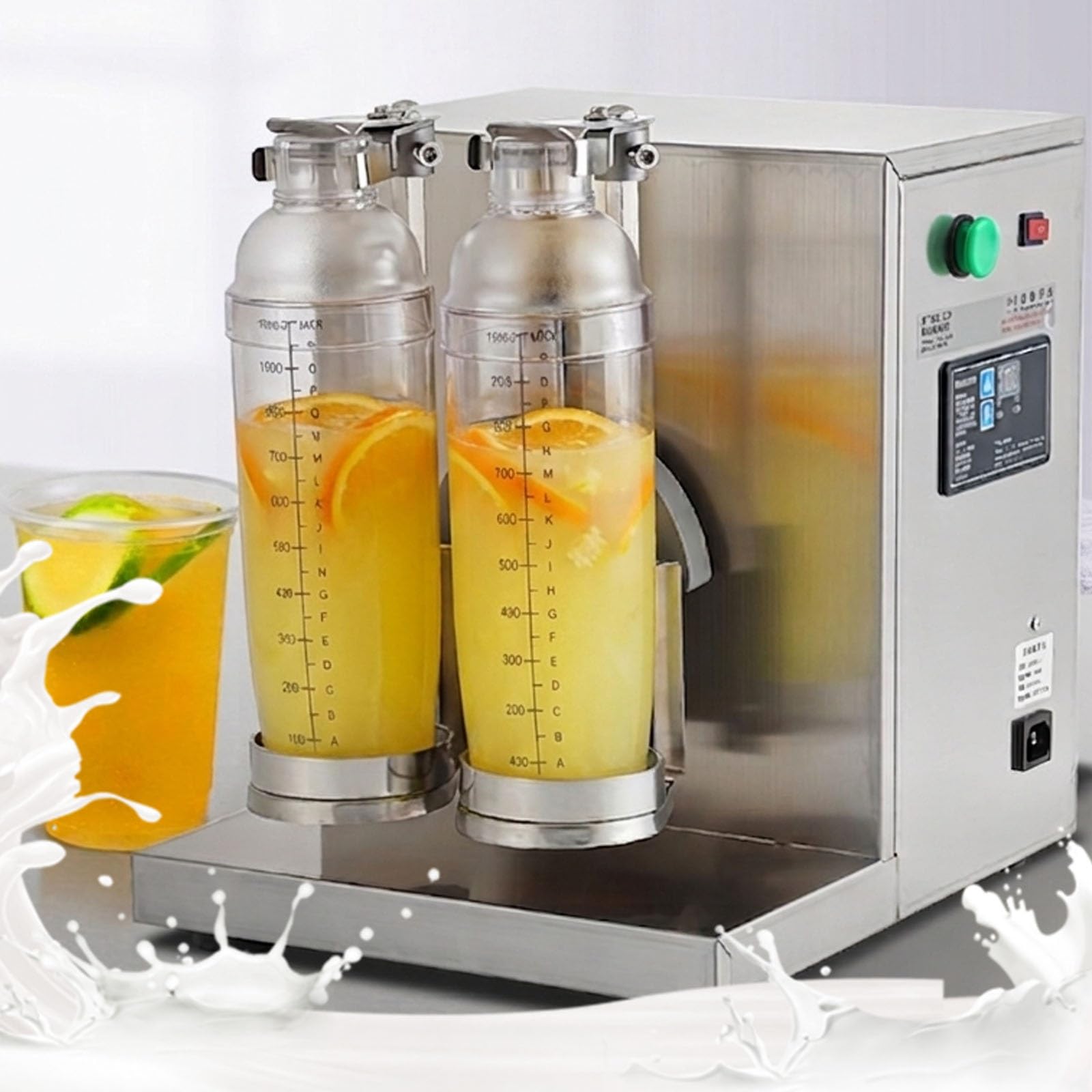 Macchina Automatica per La Miscelazione Di Milk Tea Shaker per Bubble Tea, Boba Tea E Milk Tea 120w, Struttura in Acciaio Inossidabile, Doppio Braccio Con 2 Bicchieri Trasparenti Da 700 Ml