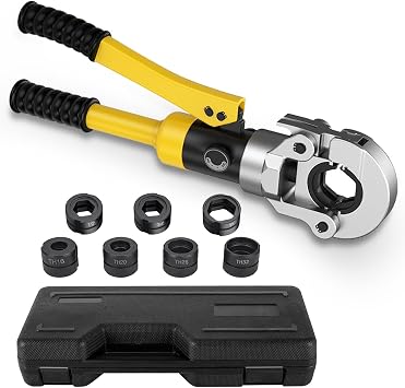 Copper Tube Fittings Hydraulic Pipe Crimping Tool, Copper Tube Crimping die 1/2, 3/4, 1", Stainless Steel Tube Crimping die TH16, 20, 26, 32mm. Pex Tube Crimping Pliers with 7 die Jaws