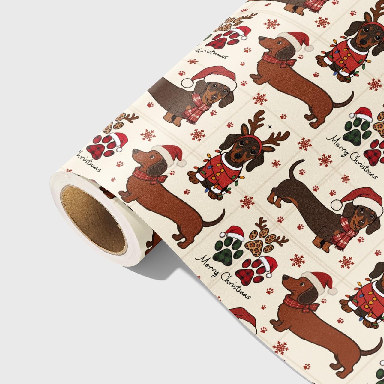 SnazzyWrap Dachshund Christmas Wrapping Paper Mini Roll(Total 28.5 sq.ft) image 4