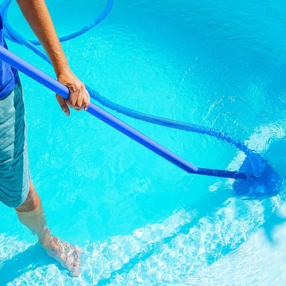 ok-living Pool Reinigungsset, Blau, 5er Set, zur manuellen Reinigung von Poolboden und Wasseroberfläche