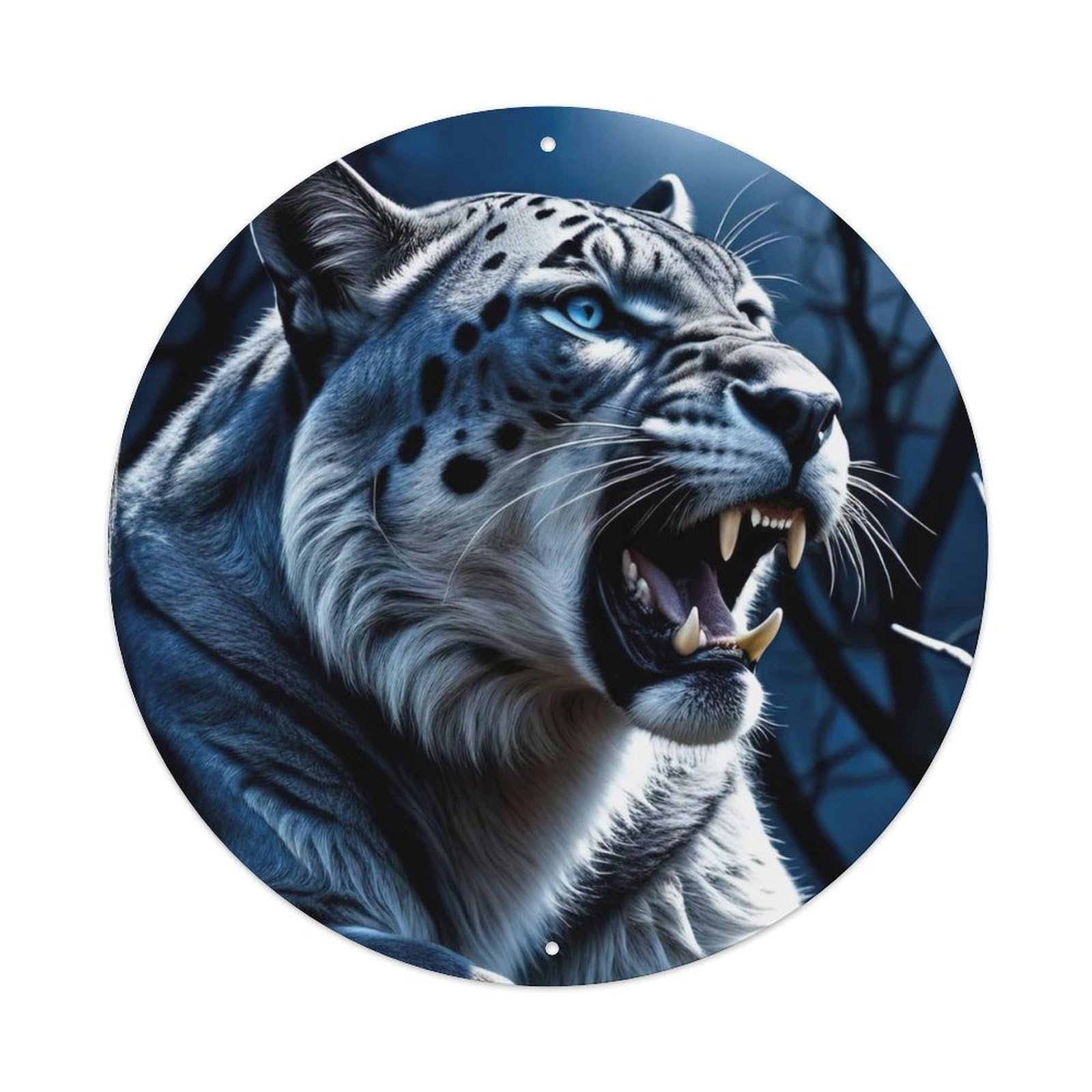 Animal Artwork Leopard Under The Moon Metal Tin Sign