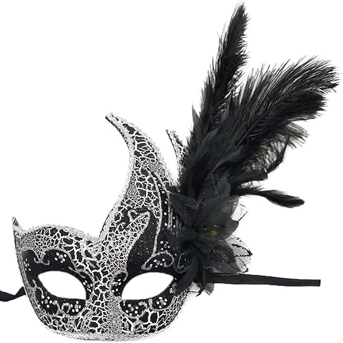 Miniatura 2 de Máscara de disfraz de plumas para mascarada, máscara de Halloween, Mardi Gras, fiesta de cosplay