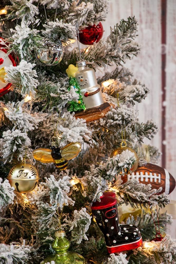 Boston International Christmas Winter Holiday Glass Tree Ornament, 4-Inches, Polka Dot Boots - Image 2