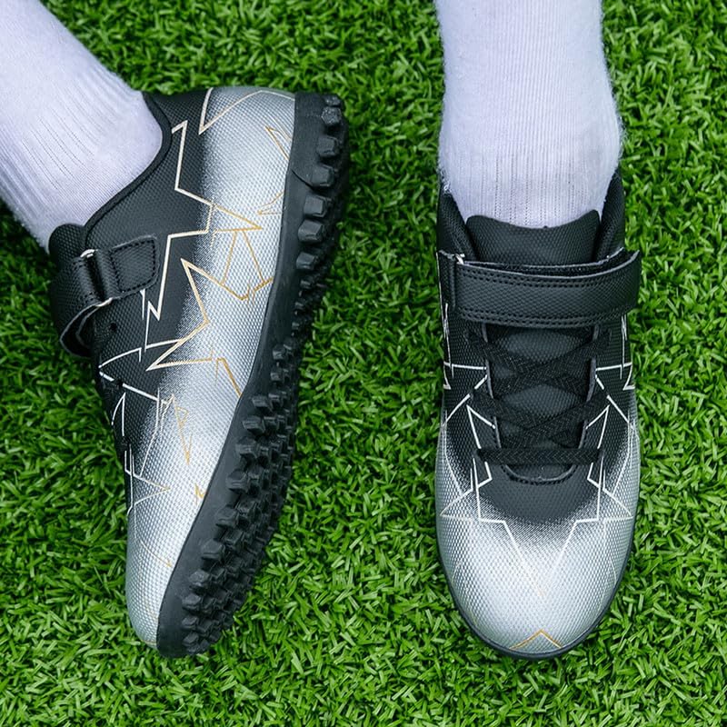 DHOVOR Kids Turf Soccer Shoes Boys Girls Soccer Cleats Youth Football Trainers Athletic Indoor Soccer Shoes for Boys (Little Kid/Big Kid)4