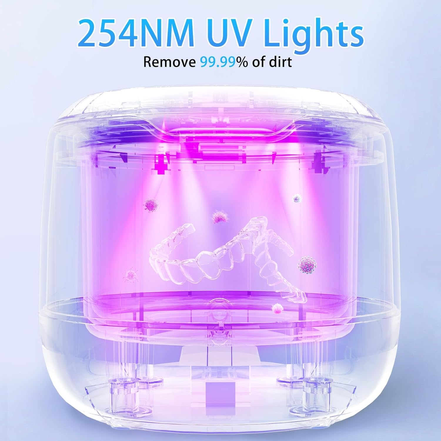 Ultrasonic Retainer Cleaner, 42kHz Dental Cleaning Pod for Dentures, Braces, Mouth Guards, Night Guard, Toothbrush Heads, Jewelry, Aligner - Image 2