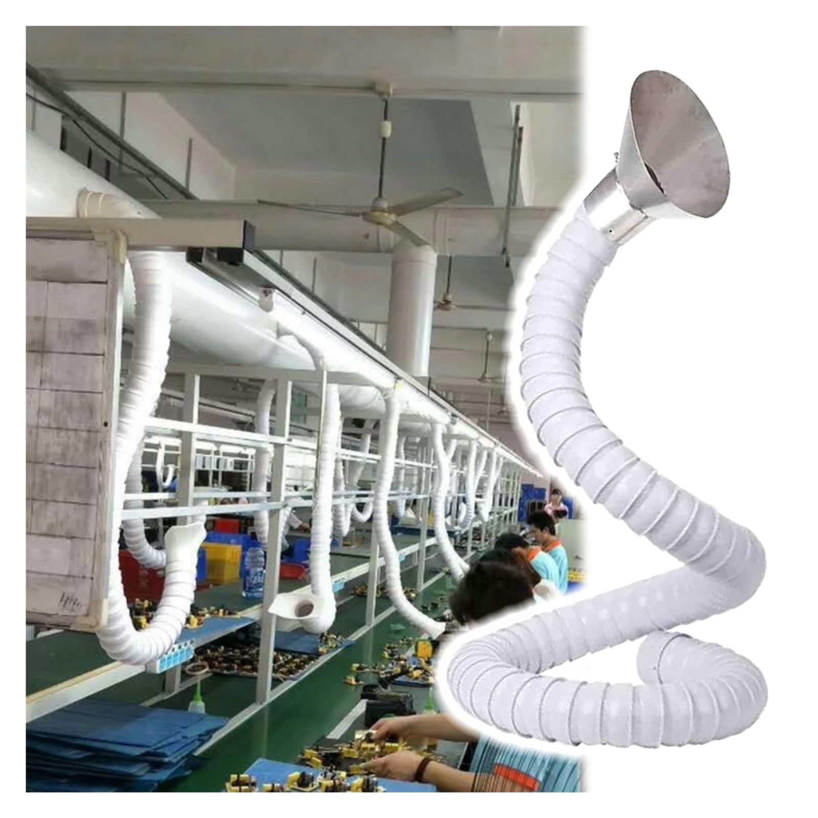 Manguera de ventilación Manguera De Recolección De Polvo, Negro Y Blanco, Brazo Colector Flexible Para Conducto Extractor De Aire, Para Área De Mantenimiento(White 1 7/9 In,L 4.9ft/150cm)
