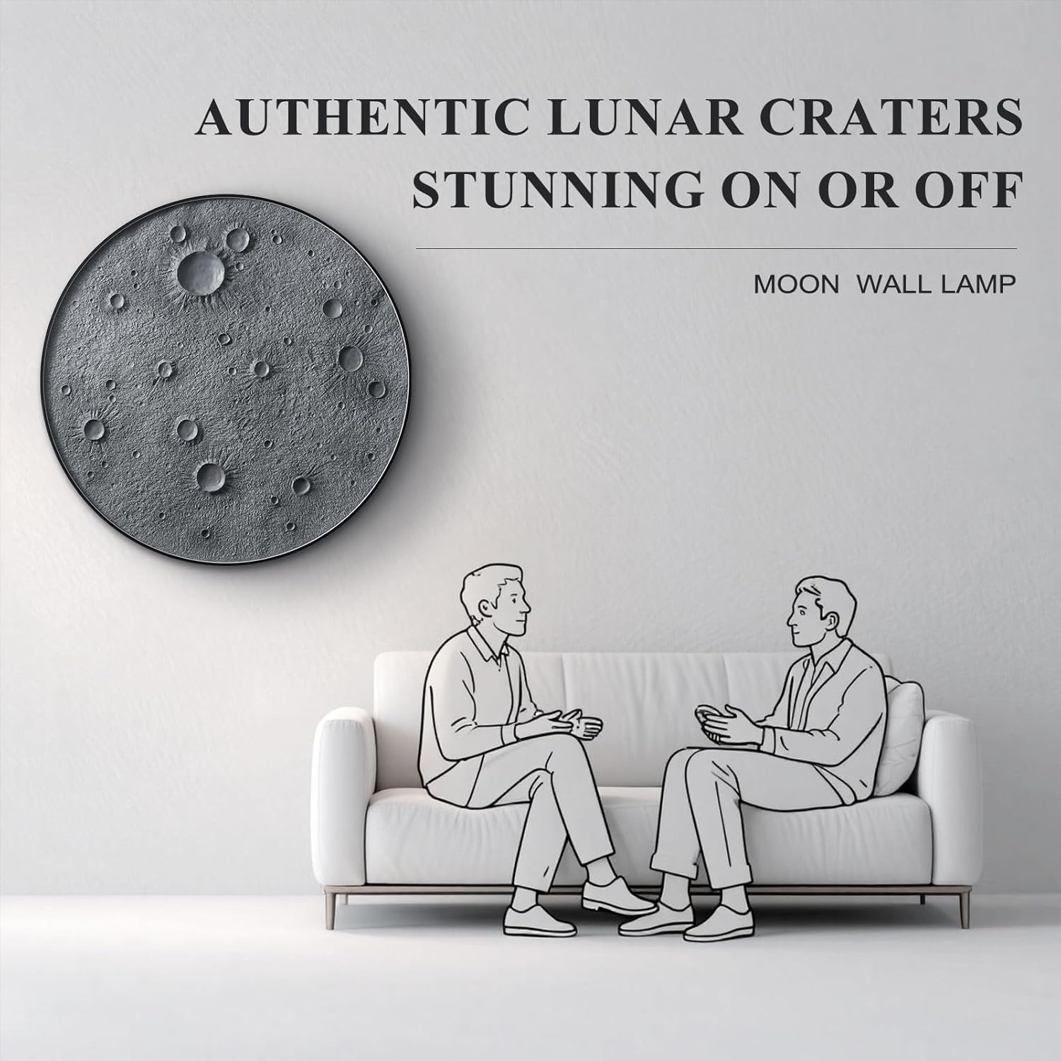 40-Inch Moon Wall Light with Dual Brightness LED - Plug-In Dimmable Fixture,Remote Control,Realistic Resin Moon Wall Lamp30W Main + 10W Night Mode, 1.75" Thick Lunar Design for Homes & Businesses