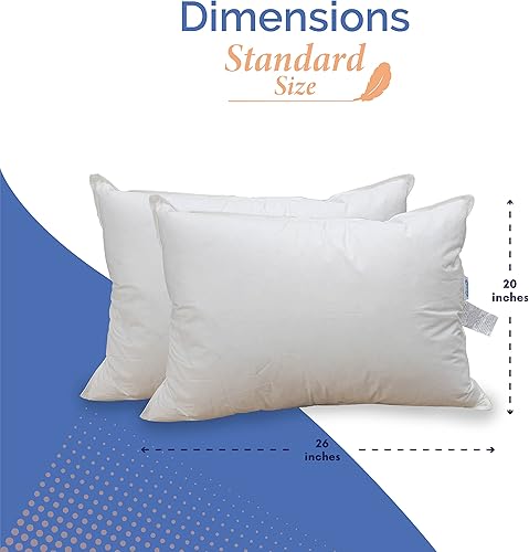 Miniatura 2 de Paquete de 1 almohada de plumón de ganso blanco, tamaño estándar, paquete de 1 almohada de lujo de hotel de 20 x 26 pulgadas, 34 onzas, con carcasa