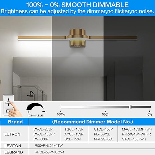 Miniatura 9 de SOLFART 3 colores de temperatura regulable 24 pulgadas baño lámparas vanidad luces para baño moderno LED pared luz S8500-610-BK-3C