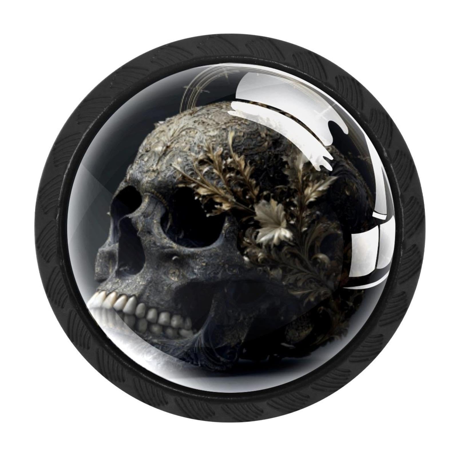 CHENZZZZ 4 Pack Skull (2) Drawer Knobs Cabinet Knobs Crystal Glass Knobs Pulls Handles for Kitchen Cabinet Hardware Cupboard Door Dresser Wardrobe Home Decor
