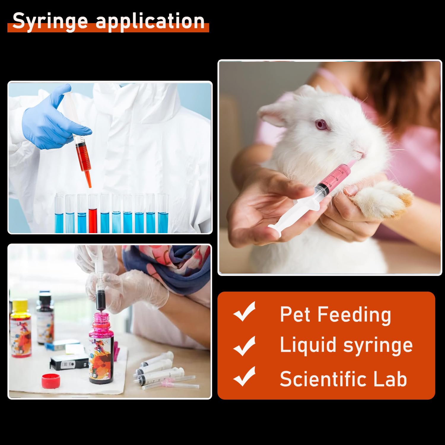 Paquete de 5 jeringas de plástico de 20 ml con tapas para medición de líquidos, oral, laboratorios científicos, alimentación de mascotas, aplicador de aceite o pegamento, fiesta de Halloween, estéril