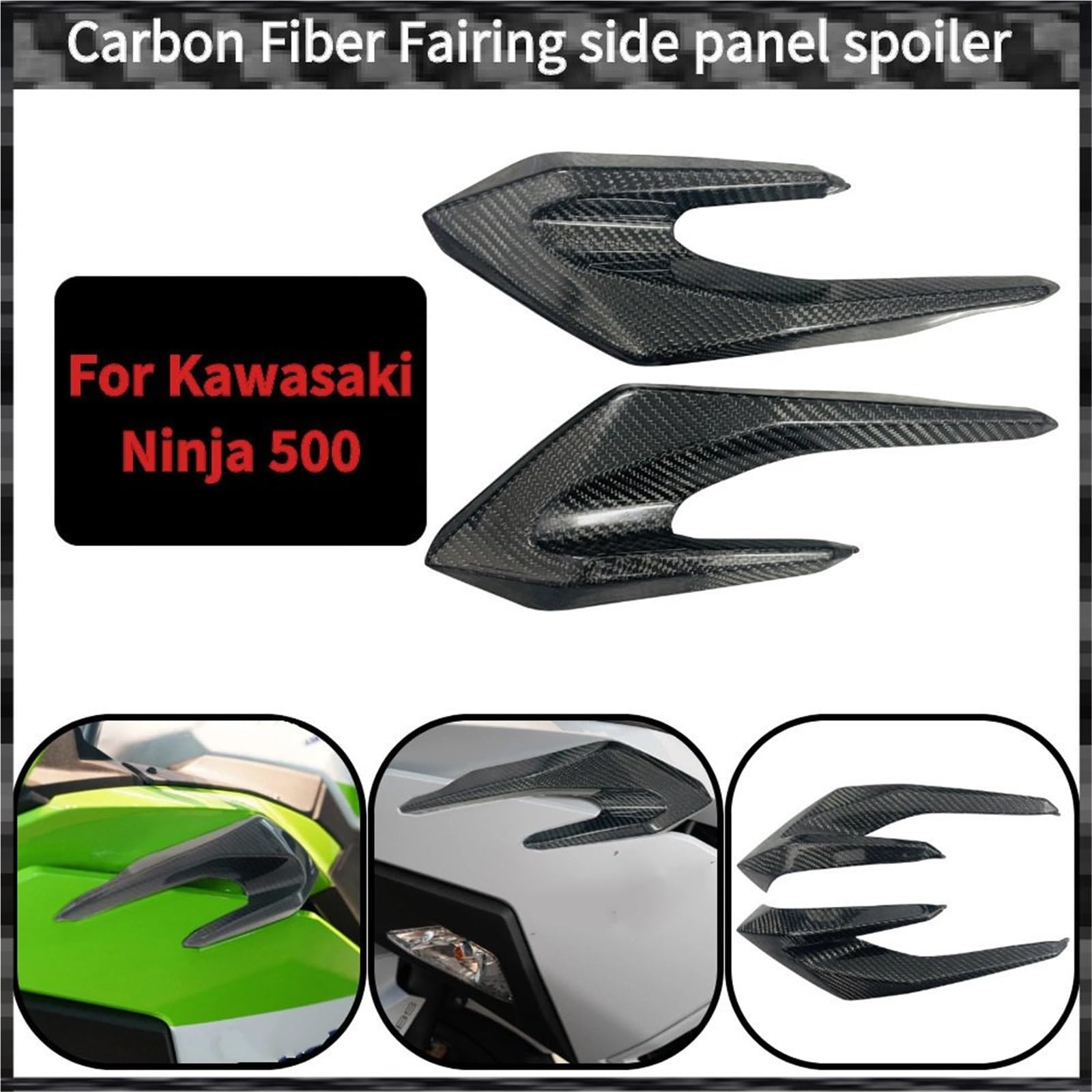 spojler tylnego zderzaka Pasuje do Kawasaki NINJA 500 Panel boczny, spojler, osłona przednia, mały panel, prowadnica powietrza Front Bumper Splitter