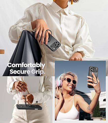 Miniatura 10 de Shields Up Funda para iPhone 15 Pro con soporte, funda transparente con soporte de doble anillo ajustable y plegable a prueba de golpes para iPhone