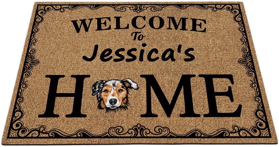 Personalized Indoor Doormat Home Decor Area Rugs Welcome to Dog Faithful Border Collie Home Floor Door Mat for Decoration 23.6"x15.7"