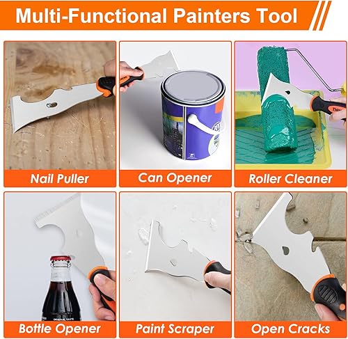 Vista 15 de THINKWORK Juego de cuchillos para paneles de yeso, 10 herramientas para paneles de yeso que incluyen juego de cuchillos de masilla de acero