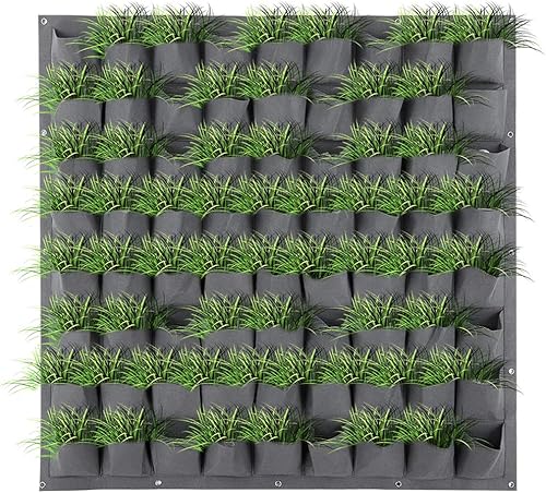 Miniatura 3 de Fydun Indoor Outdoor 72 Pockets Garden Vertical Wall Hanging Planter Plant Growing Bags Gray Indoor Outdoor 72 Pockets for Family