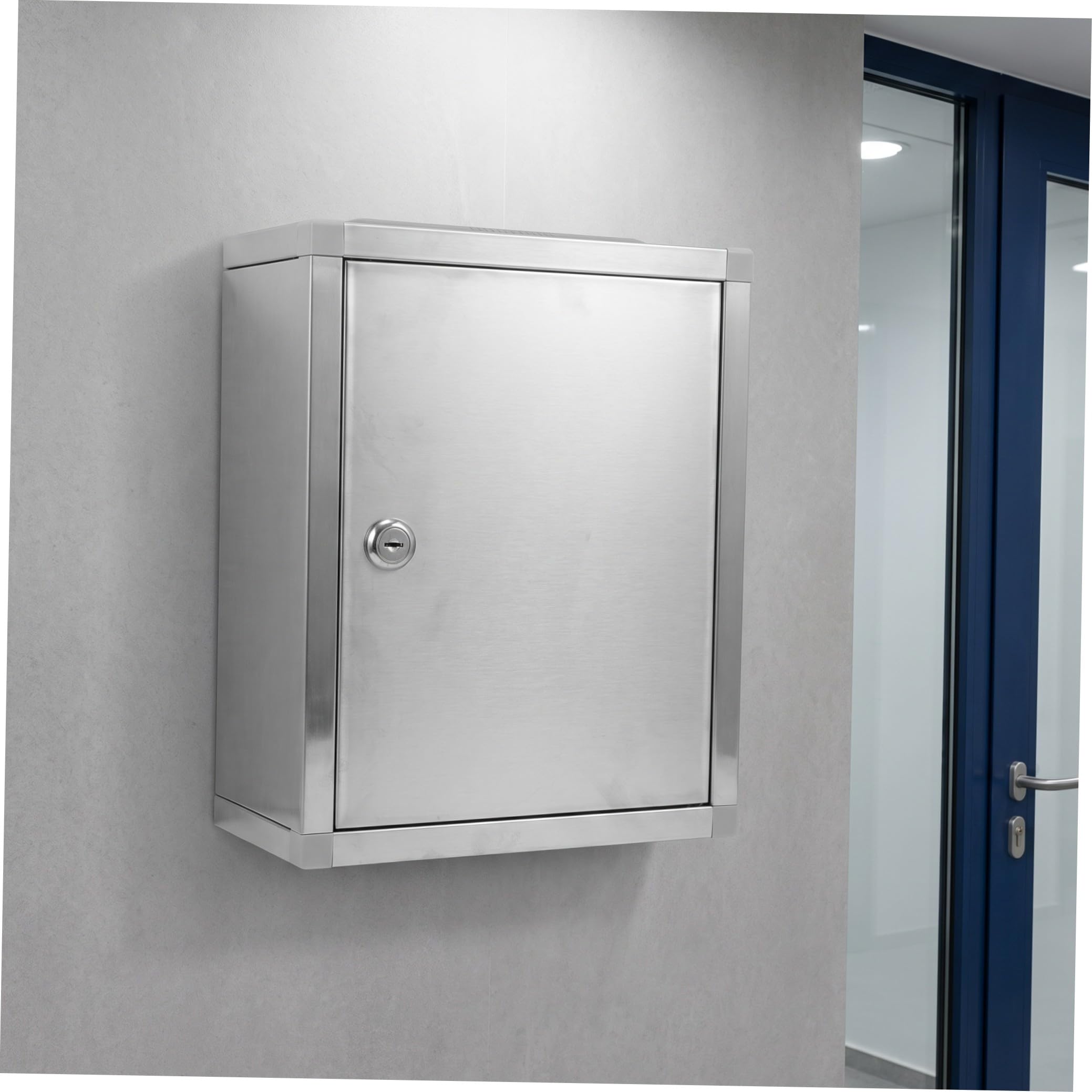 Buzón de Sugerencias de Acero Inoxidable Plateado para Cartas Exterior | Cerradura Integrada, Resistente al Agua Impactos, para Aulas y Sorteos