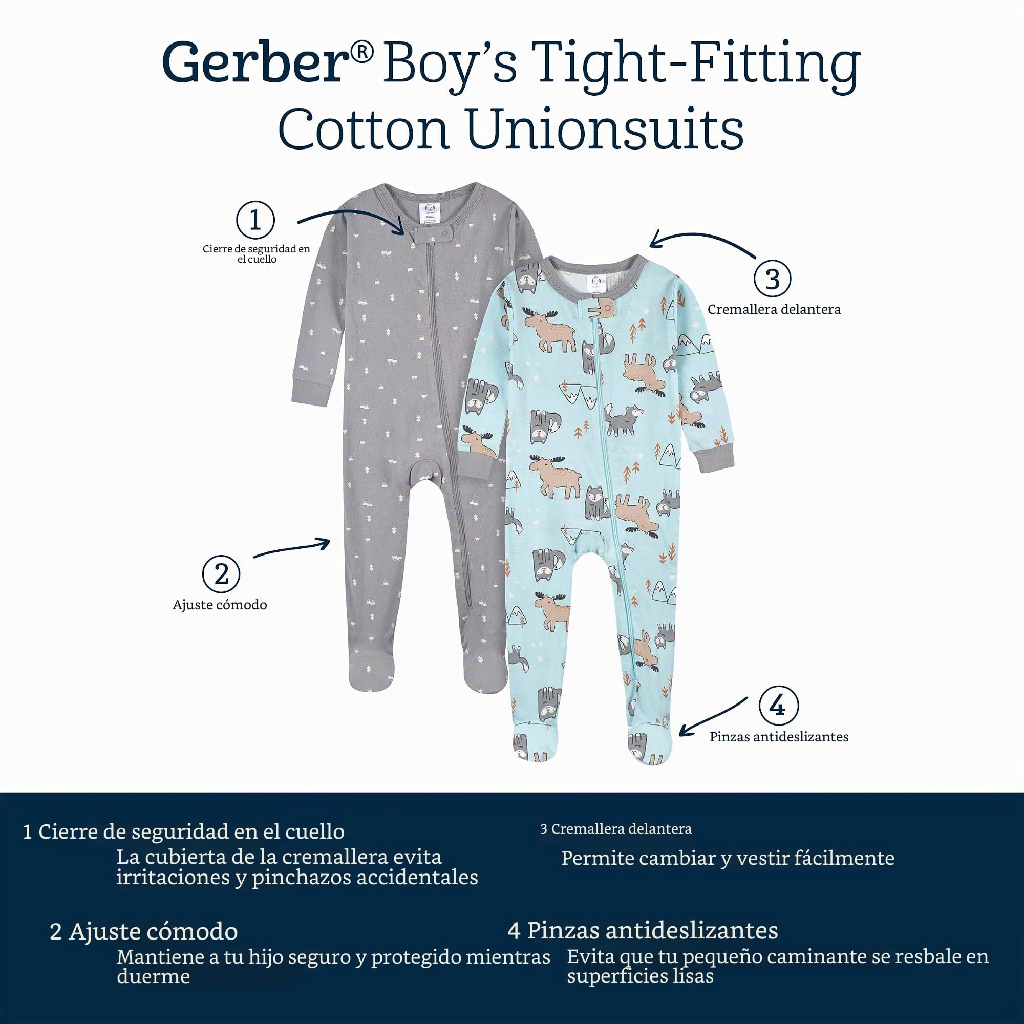 Gerber Mamelucos para bebés y niños pequeños (Pack de 4)