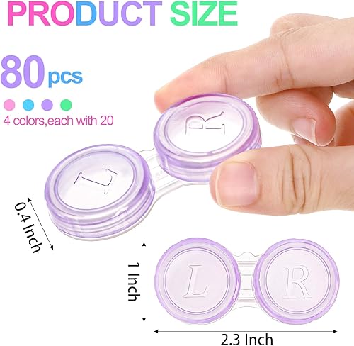 Miniatura 2 de Nicunom Paquete de 80 cajas coloridas para lentes de contacto, soporte para lentes de contacto a granel, contenedor para lentes de contacto