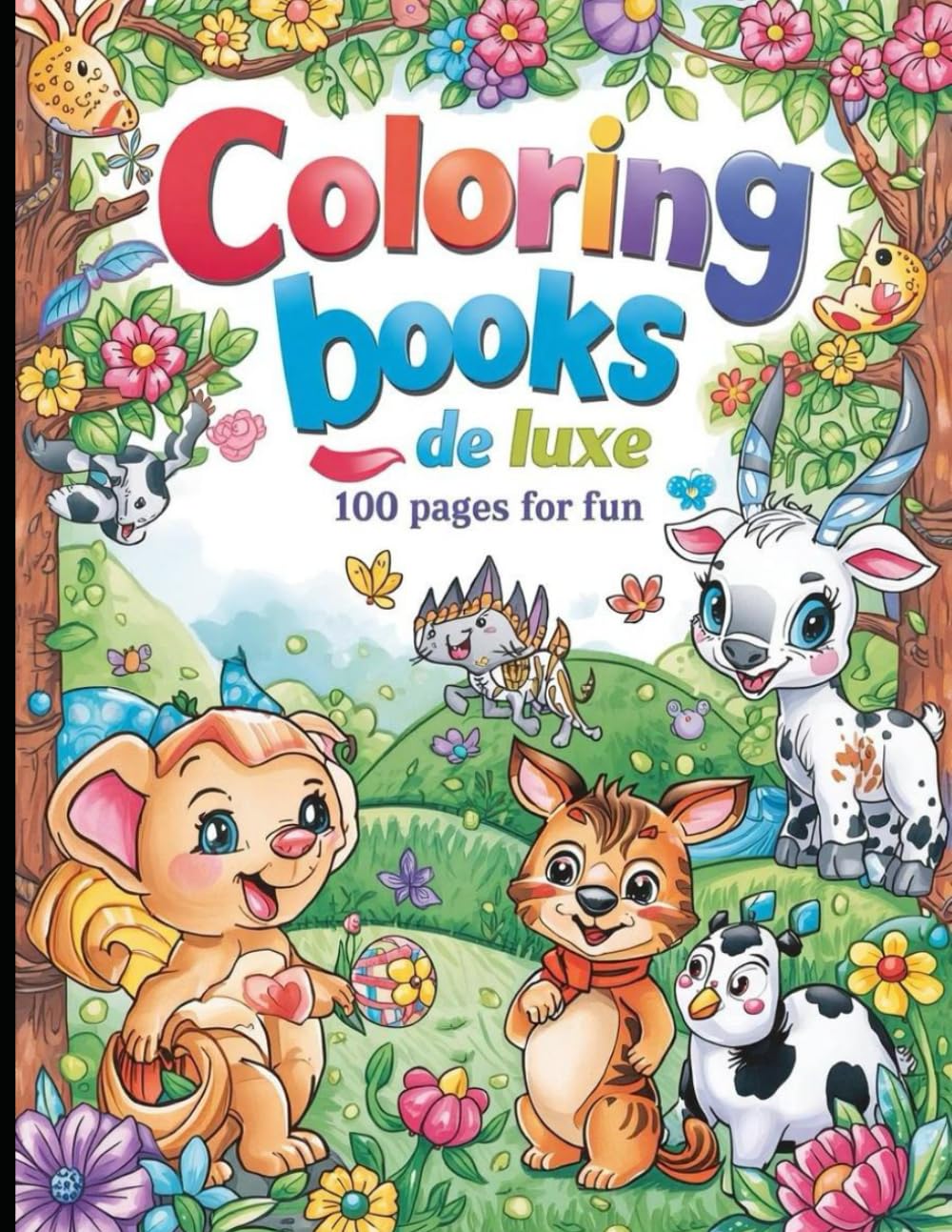coloring pages de luxe: 100 relaxing and fall animals scenes for adult and kids
