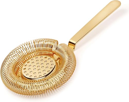 Miniatura 19 de Homestia Julep - Colador de barra de acero inoxidable, cuchara de cóctel para uso doméstico o comercial, colador de cobre antiguo 304 para C Julep