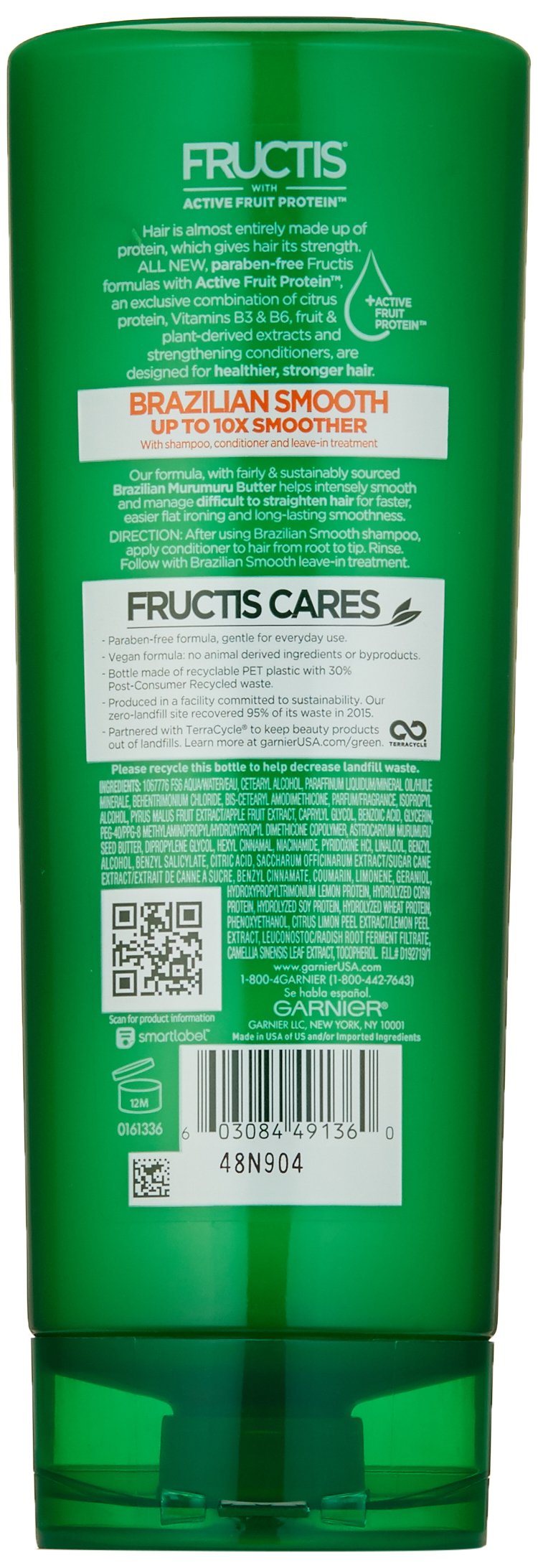 Garnier Fructis Sleek & Shine Brazilian Smooth Conditioner, 12 fl. oz.