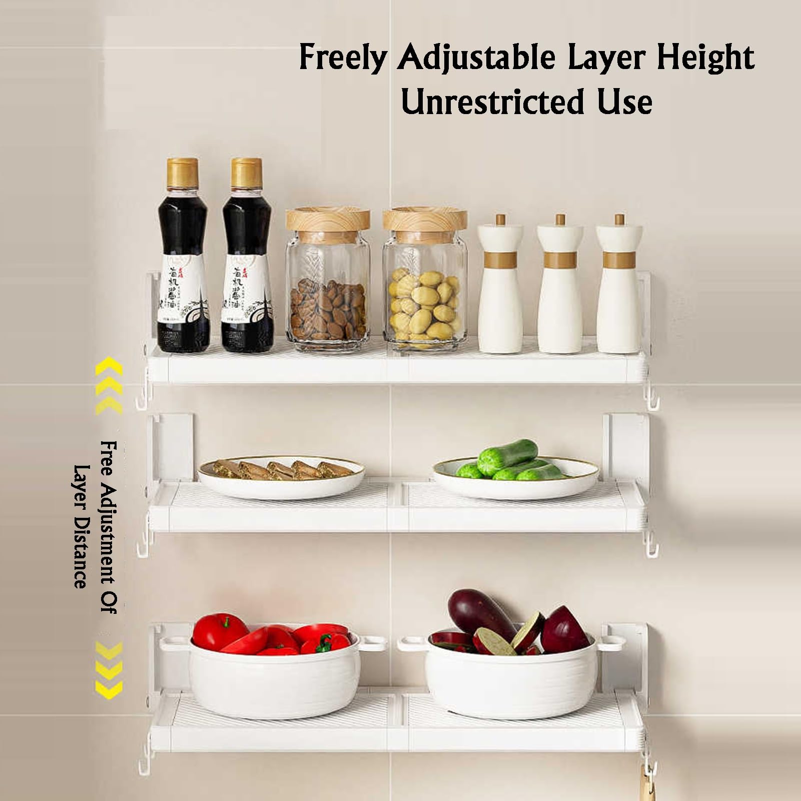 Estante De Almacenamiento De Alimentos De Varios Niveles, Bandeja De Clasificación De Alimentos Montada En La Pared, Almacenamiento Apilable For Guarniciones(49cm)