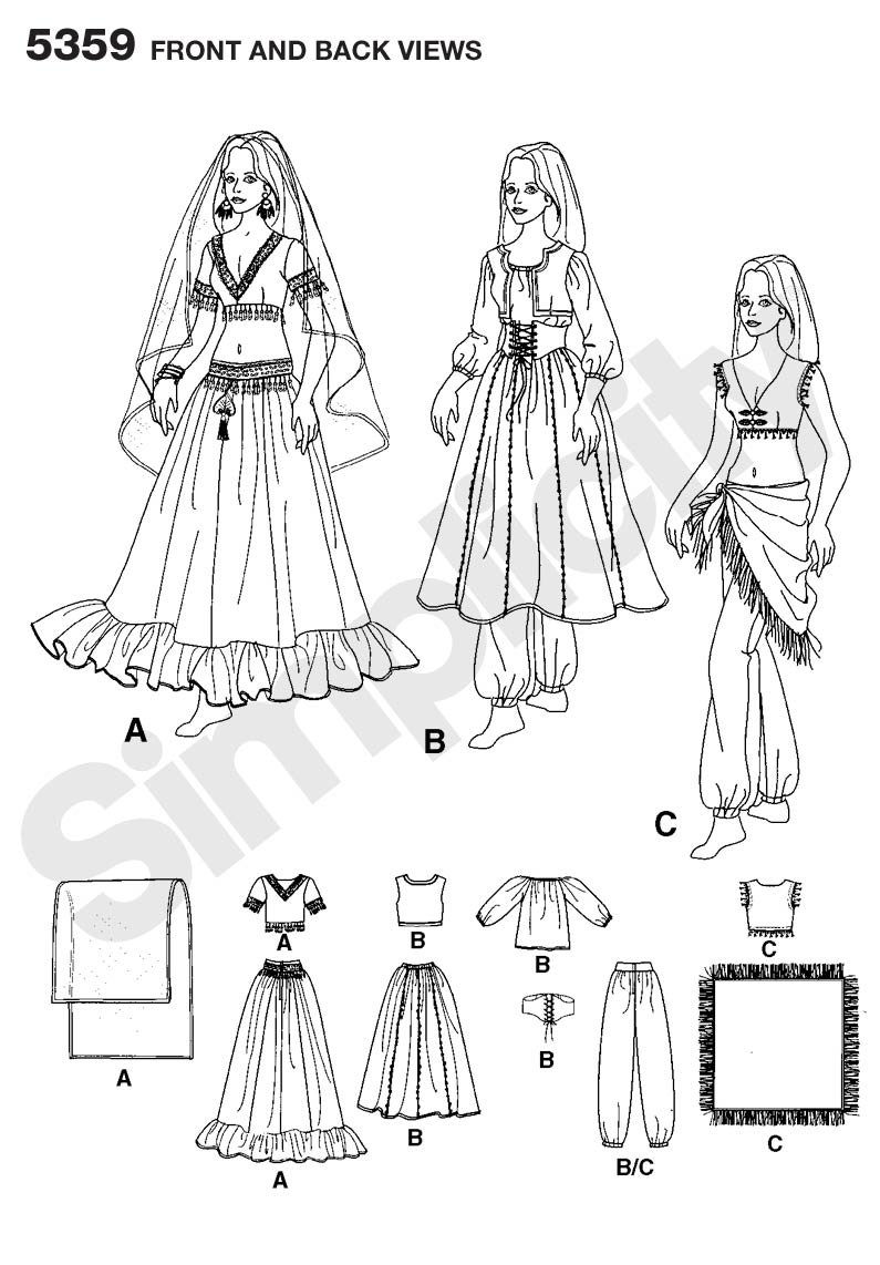 Amazon.com: Simplicity Women's Gypsy and Belly Dancer Costume Sewing Patterns, Sizes 6-12 : Arts, Crafts & Sewing