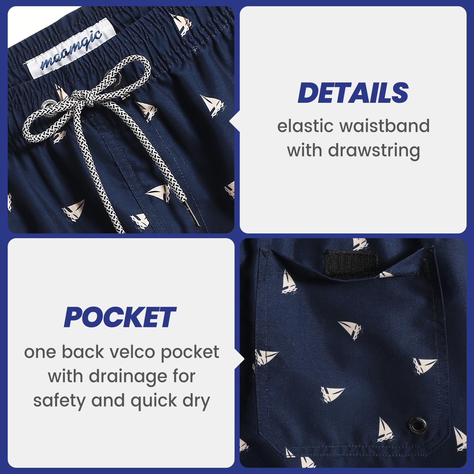 MaaMgic Pantaloncini da Bagno da Uomo Asciugatura Veloce Costume da Bagno per Surf sulla Spiaggia Multi-funzioni Allenamento casa con Fodera in Mesh con Fodera in Mesh