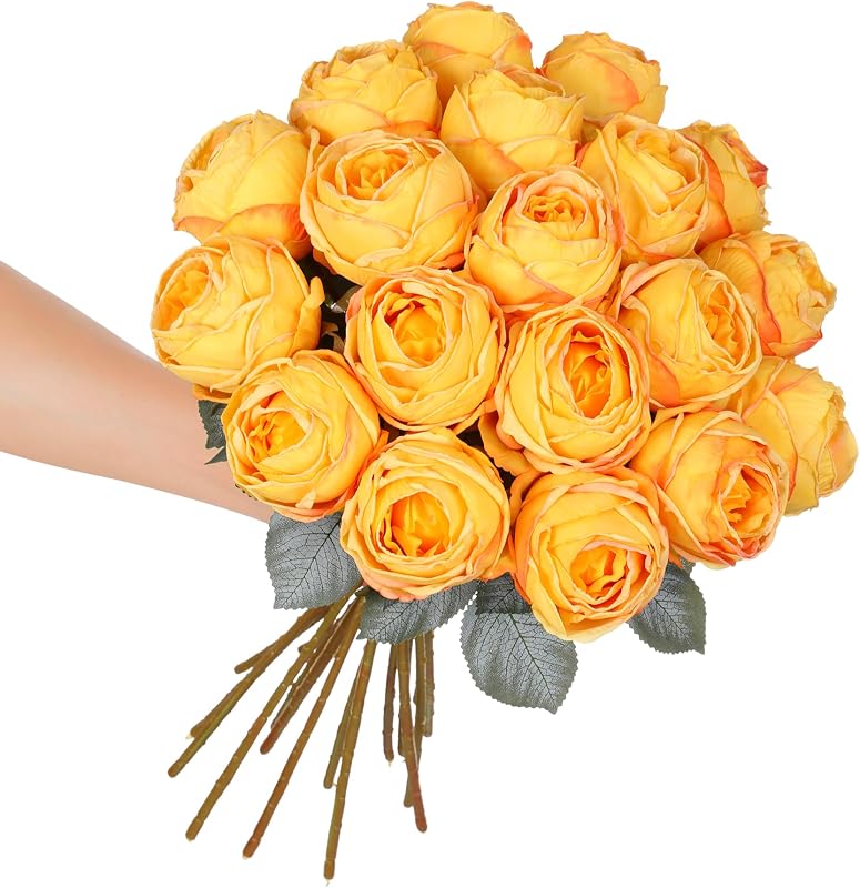 Kisflower Selyem Műrózsa Csomag - 10 db Sárga Hosszúszárú Művirág 52 cm, Élethű Dekoráció Esküvőre, Otthonba, Irodába