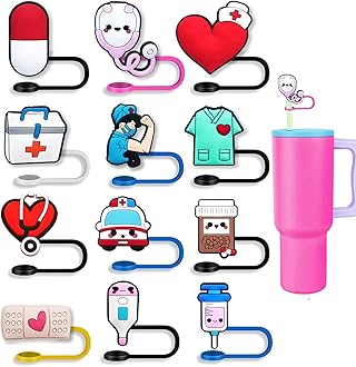 LDKEKDF 12Pcs Nurse Straw Cover Cap for Stanley Cup, 10mm Silicone Cup Accesories for Stanley Tumbler 30 & 40oz