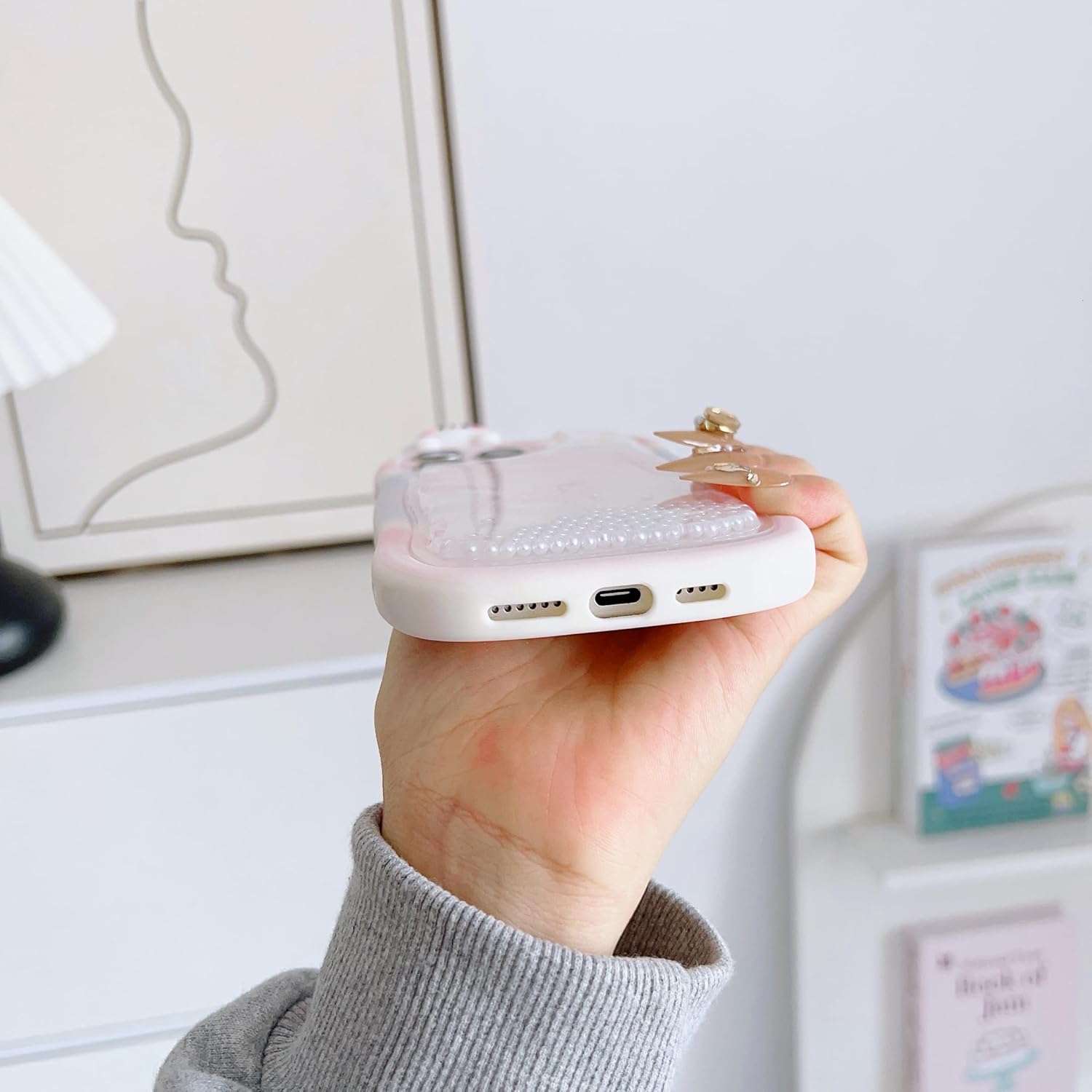 Flowing Liquid Quicksand Case for iPhone 16 Pro Max,Cute Kawaii Wave Frame Character Funny Rabbit Full Camera Protection Kids Girls Women TPU Case for iPhone 16 Pro Max 6.9 inch - Image 6